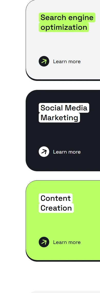 Anima: the services cards at 390px