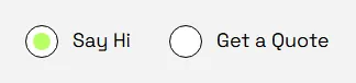 The design: the contact form’s radio buttons