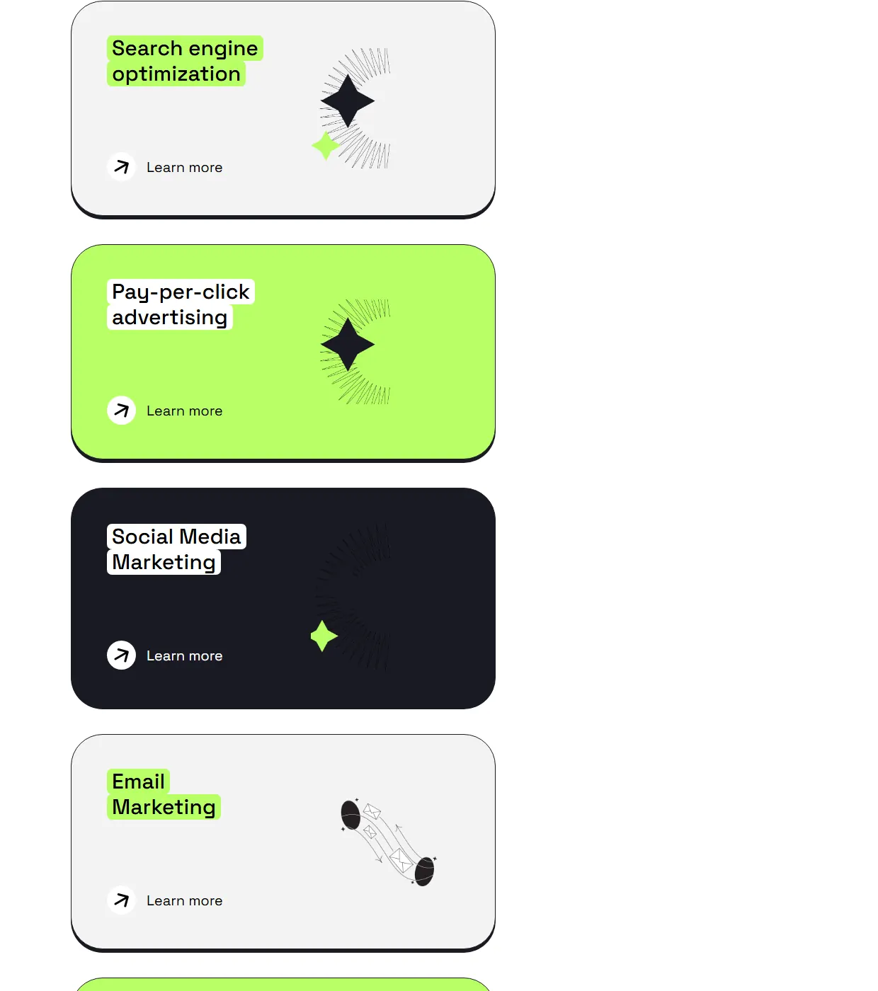 Locofy: the services cards at 1240px